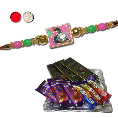 "Rakhi - FR- 8190 A (Single Rakhi), Choco Thali - code RC02 (ED) - Click here to View more details about this Product